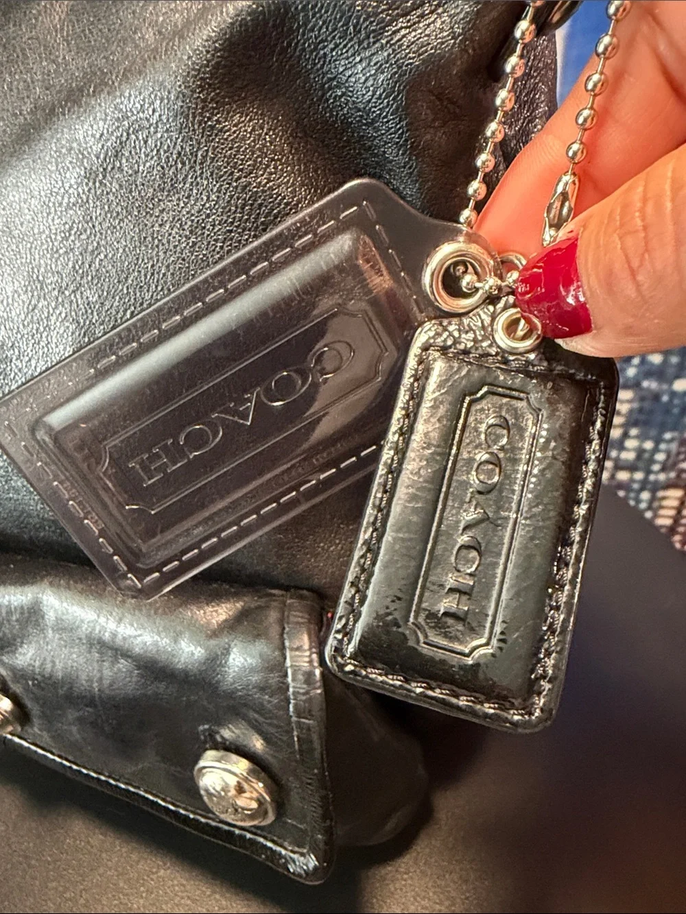 Coach Poppy Black Leather Messenger Bag with Front Pockets